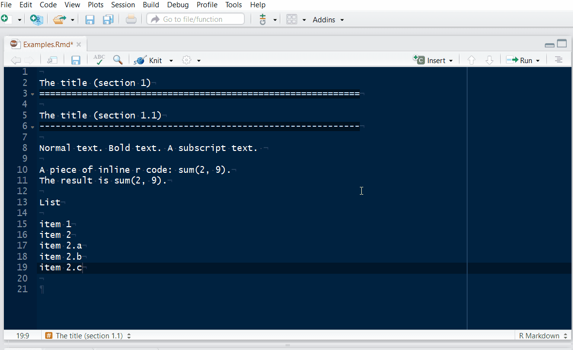 **Fig. 4.** **Demonstration 3: basic formatting.**
Before using this type of add-in, select a piece of text that should be formatted.
*(In this demonstration, older version of the package is used.)*