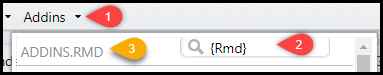 **Fig. 1.** Steps to find addins of the package **addins.qmd**.